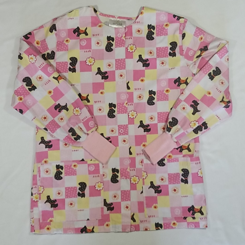 Nurse Uniform Scrub Warm-Up Jacket Scotty Print